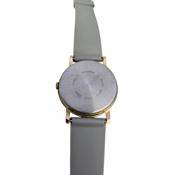 Vintage 1980s Cat & Mouse Watch Gray Watch Band Needs Battery Cute Kitten Motif